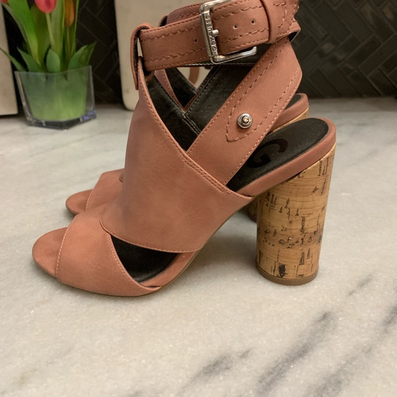Ladies Cork Heels Dusty Rose / Light Pink Color - Picture 2 of 8